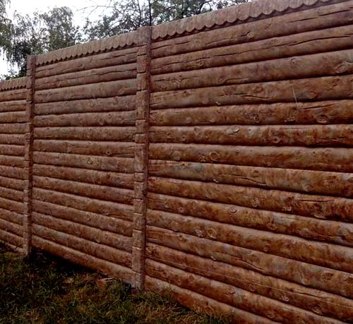Бетонные еврозаборы Оригинальная покраска под бревно забора из бетона